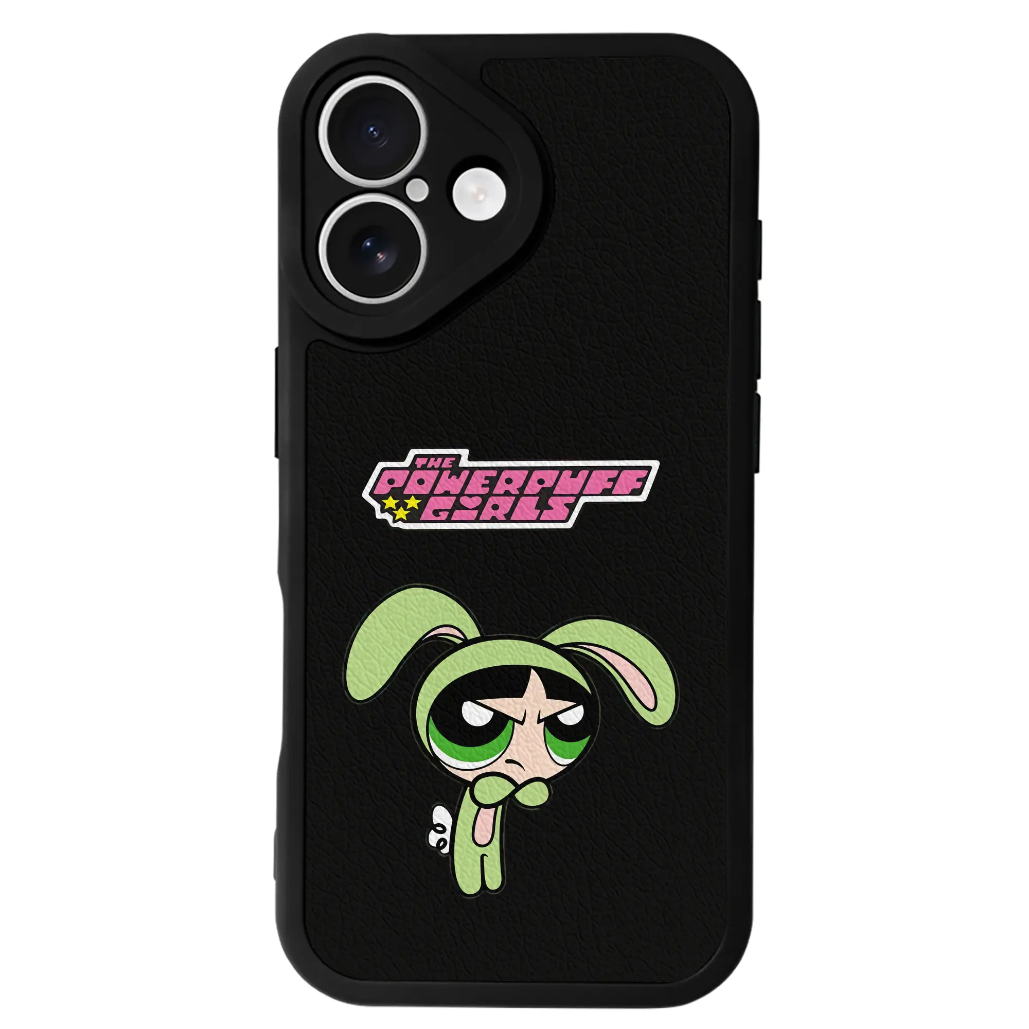 パワパフガールズ グッズ バターカップ - IPhone 16シリーズ対応 ・ シリコンスマホケース ・ レザー調 ・ 高精度フィット ・ 耐衝撃 ・ ワイヤレス充電対応 ・ 精密カット